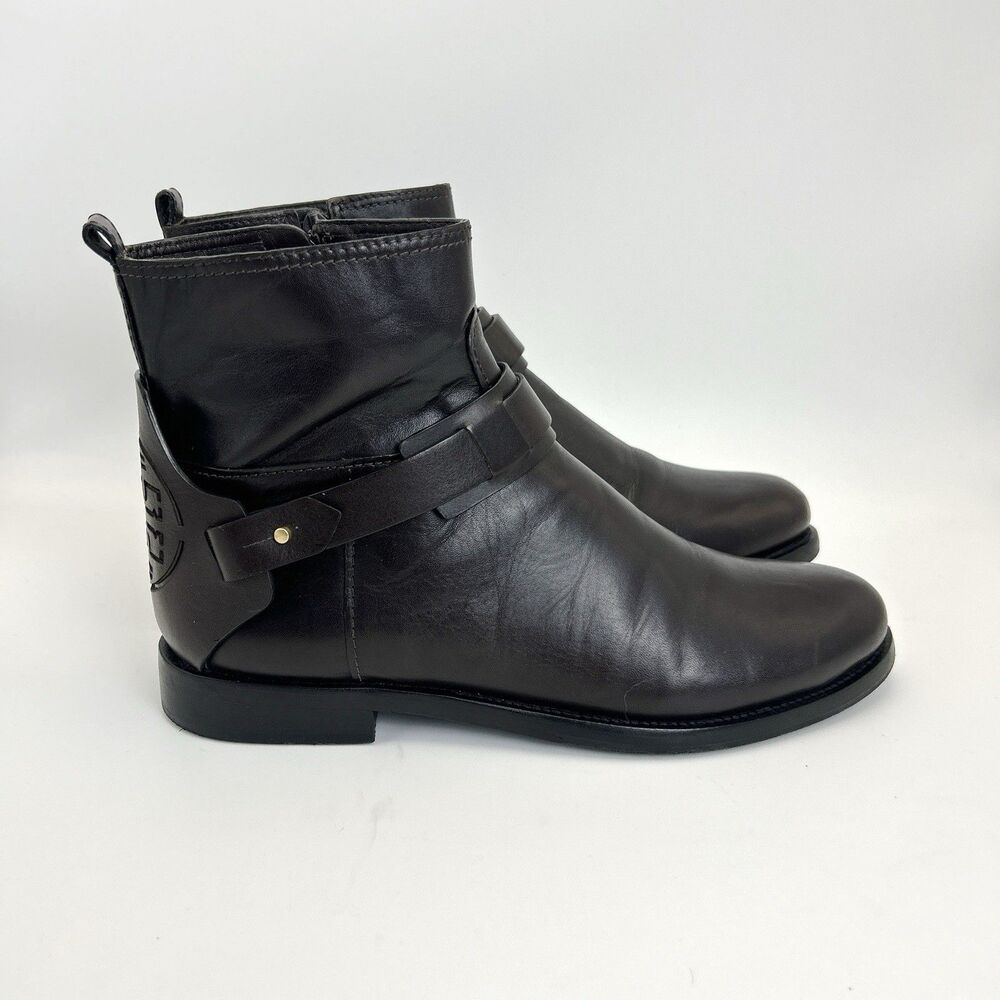 Tory Burch Colton Flat Bootie Galleon Women’s Sz 8.5 Chocolate Brown Leather